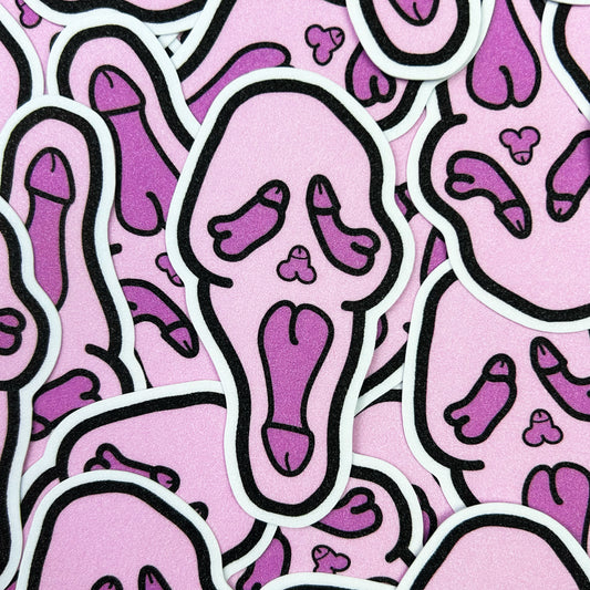 Ghostface D*ckface Sand Glitter Sticker