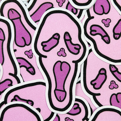 Ghostface D*ckface Sand Glitter Sticker